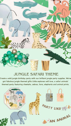 Jungle Birthday Party Theme Ideas Toys Stickers, Cotton Toys, Wild Jungle, Jungle Birthday Party, Jungle Safari Party, Jungle Birthday