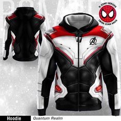 the avengers hoodie is designed to look like it's in black, white and red