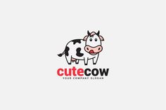 a cow logo with the words cute cow on it's side and an image of a