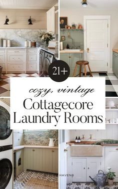 On the hunt for cottagecore laundry room ideas for your dream laundry room? These vintage laundry room ideas are literally *so-good* and hand-picked - whether you're looking more for laundry room design inspiration, or a cottagecore laundry room decor must-haves, these cottage laundry rooms will be sure to inspire you - including stacked washer dryer combos too! (SAVE to your HOME DECOR board for later!)