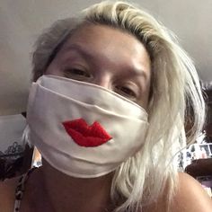 Gorgeous Embroidered Lips Face Mask! Hand Made By Me! Hand Wash Or Machine Wash Delicate In Garment Bag. (Message Me For More Sizes Or Nose Wire!) Embroidered Lips, Kiss Face, Handcrafted Accessories, Garment Bag, Made By Me, Carnival Face Paint, Halloween Face Makeup, Face Mask, Hand Made