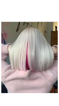 Platinum Blonde Hair With Pink Peekaboo, Platinum Blonde Hair With Pink, Bob Pink Hair, Hair With Pink Underneath, Pink And Silver Hair, Pink Hair Styles, Inspiring Hairstyles, Pink Blonde Hair