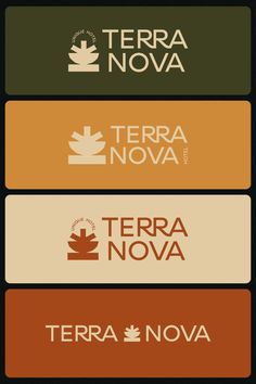 three different logos for terranovaa, terranovaa and terranovaa in various colors