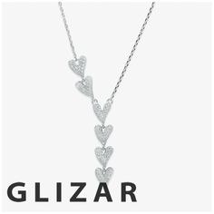 GLIZAR Valentine Love Necklace Dazzling Valentine's Day Pendant Jewelry, Luxury Silver Necklace For Valentine's Day, Valentine's Day Sterling Silver Diamond Pendant Necklace, Luxury Sterling Silver Jewelry For Anniversary Gift, Luxury Sterling Silver Jewelry For Anniversary, Luxury White Gold Necklace For Anniversary Gift, Luxury Silver Necklaces For Anniversary Gift, Silver Necklace With Adjustable Chain For Anniversary, Dazzling Silver Necklace For Valentine's Day