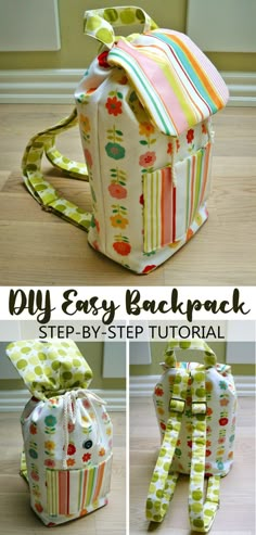 EASY BACKPACK DIY TUTORIAL Childs Backpack Free Pattern, Backpack Sewing Pattern Free Diy, Easy Backpack Sewing Pattern Free, Backpack Diy Pattern Free, Simple Backpack Pattern Free, Sling Backpack Pattern Free, Backpack Diy Pattern