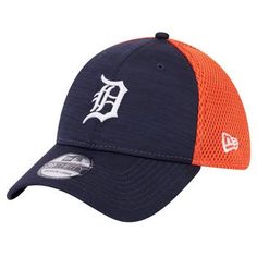 the detroit tigers'new era hat is shown in navy and orange