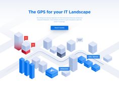 the gps for your it landscape is shown in blue and white, with red arrows pointing up