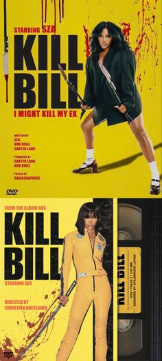 two movie posters for kill bill and i might kill nyx, with the same woman in