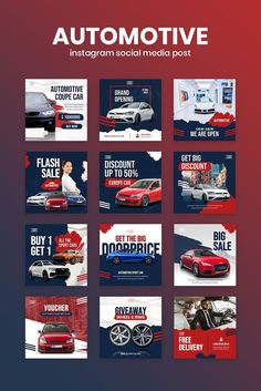 an ad for automote with different cars on it