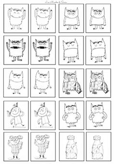 an activity sheet for children to learn how to draw monsters