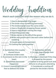 a wedding game with instructions for the bride and groom to play on their wedding day