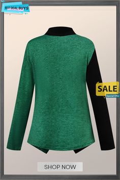 Elegant Color Block Long Sleeve Regular Fit Blouse Buy Blouse, Elegant Color, Fitted Blouses, Color Pick, Color Block, Blouses For Women, Autumn Fashion, Long Sleeve, Green