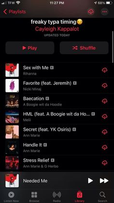 an iphone screen showing the music player's playlist