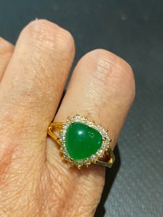 Vintage Lucky Green Nephrite Jade Gold Filled Cocktail Ring Large green nephrite jade gold filled Vintage ring, does not tarnish Size 5.75, 6, 7, 7.5, 8, 8.75 All rings are shipped free in the US in a nice gift box. Check out our over a THOUSAND great reviews Engraving is $4 per letter and is not always perfect depending on the piece. It can take a few days if the jeweler is busy. This is payable to Paypal Judithsltd@gmail.com Green Emerald Ring For Anniversary, Green Emerald Spiritual Ring For Anniversary, Spiritual Green Emerald Ring For Wedding, Green Jade Jewelry For Anniversary, Green Jade Wedding Rings, Gold Chrysoprase Rings For Anniversary, Green Hallmarked Crystal Ring For Anniversary, Spiritual Green Emerald Wedding Ring, Green Crystal Gemstone Ring For Spiritual Wear