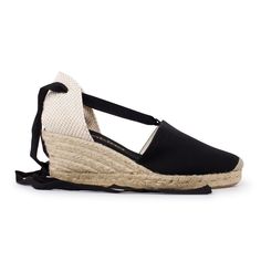 Almanera Sustainable, Eco Friendly, Vegan Canvas Espadrille Wedges - Black Summer Espadrilles, Design With Rope, Spanish Espadrilles, Womens Espadrilles Wedges, Spain Design, Wedges Black, Women's Espadrilles, Lace Up Wedges, Black Wedges