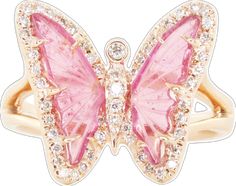 14kt rose gold and diamond pink tourmaline butterfly ring - Luna Skye Butterfly Ring, Pink Tourmaline, 14kt Gold, Rose Gold Ring, Tourmaline, Butterflies, The Way, Rose Gold, Collage