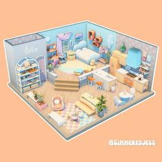 an image of a dollhouse with furniture and accessories in the living room or bedroom