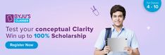 a man holding a piece of paper in front of a purple background with the words, test your conceptual clarity win up to 100 % scholarship