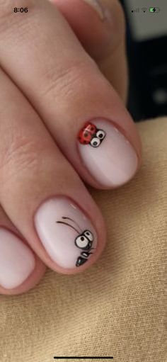 Ants Nail Art, Ladybug Toe Nails, Insect Nails Art Designs, Bugs Nail Art, Dog Design Nails, Nails With Bugs, Bug Nail Designs, Bug Nails Art, Hungry Caterpillar Nails