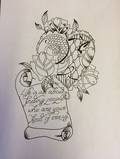 a drawing of a vase filled with flowers on top of a piece of white paper