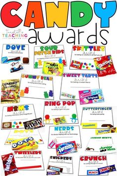 the candy awards are filled with different types of candies and their name is candy