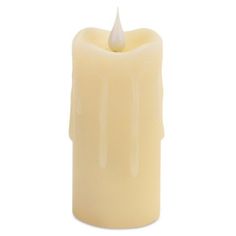 a white candle that is sitting on a table