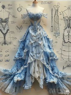 Ocean Inspired Dress Gowns, Jellyfish Wedding Dress, Mermaid Aesthetic Dress, Jellyfish Inspired Outfit, Ocean Theme Dress, Dress Making Ideas, Water Fairy Outfit, Acubi Dress, How To Make Dress