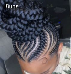 Conrow Ponytails, Feed In Braids Hairstyles Updos, Braidout Hairstyles, Braided Updo Black Hair, Begginer Workout, Braided Bun Styles, Senegalese Braids, Braided Buns, Braided Updos