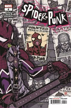 the cover to spider - punk, featuring an image of a man holding a guitar