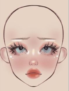 Makeup Stencils Templates, Makeup Drawing Template, Makeup Drawing Sketches, Makeup Looks Drawing, Makeup Ideas Drawing, Makeup Tutorials Step By Step, Asian Makeup Tutorials, Makeup Charts