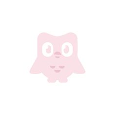 a pink owl with big eyes on a white background