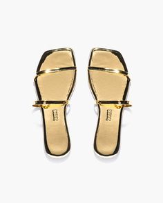 Square Toe Gemma Mirror in Gold | Women's Sandals | TKEES Gold Mirror, Women's Sandals, Black Sandals, Flip Flop Sandals, Stylish Design, Blue Brown, Brown And Grey, Focus On, Womens Sandals