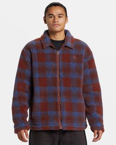 Deck Zip-Up Jacket - Deck Fleece-Henna – Quiksilver Boys Highlights, Recycled Polyester Fabric, Snow Jacket, Vest Shirt, Mens Fall, Plaid Jacket, Trucker Jacket, Mens Outerwear, Zip Jacket