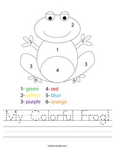 a frog worksheet with numbers and colors