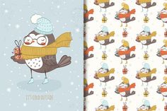 two christmas greeting cards with cute penguins and snowflakes on them, one is holding a