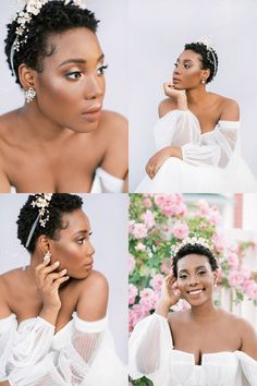 Twa Wedding Hairstyles Brides, Short Natural Wedding Hairstyles, Kolkata Wedding, Black Brides Hairstyles, Ethereal Bride, Short Hair Accessories