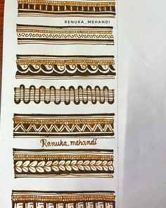 a piece of paper that has some type of decorative pattern on it, with the words renka mehandi written in different languages