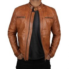 Description: Maintain a top-class style with comfort by wearing a classic brown leather jacket with a sleek modern design. Moreover, this leather biker jacket has a soft viscose lining, elastic embedded at the bottom, designed to fit you better. The unique style of this brown leather jacket can never go unnoticed! The jacket is made of premium natural leather, and its high-quality stitching makes it a perfect leather biker jacket. So, why wait? Shop this brown leather jacket now and get a 40% di Classic Brown Biker Jacket For Business, Classic Brown Biker Jacket For Biker Events, Fitted Brown Outerwear For Biker Events, Casual Brown Leather Jacket For Biker Events, Brown Biker Jacket With Zipper Closure, Brown Long Sleeve Biker Jacket With Zipper, Casual Leather Biker Jacket, Fitted Leather Jacket Casual Style, Brown Fitted Moto Outerwear