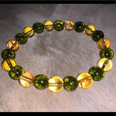 Citrine Peridot Bracelet Sz 7 Money Luck Happiness 8mm Gemstones Handcrafted India Origin Luxury Hallmarked Peridot Jewelry, Luxury Peridot Multi-stone Jewelry, Multi Wrap Bracelet, Green Beaded Bracelets, Peridot Bracelet, Open Cuff Bracelet, Sterling Silver Bead Bracelet, Rose Gold Crystal, Bangle Bracelet Set