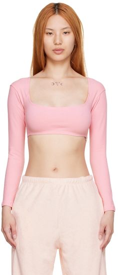 Pink Stretch Cropped T-shirt For Spring, Fitted Cropped Pink T-shirt, Basic Pink Cropped T-shirt, Pink Cotton Crop Top For Loungewear, Pink Cotton Loungewear Crop Top, Pink Cropped Cotton Top, Basic Pink Cotton Crop Top, Pink Cropped Cotton Crop Top, Fitted Pink T-shirt For Loungewear