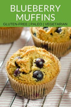 blueberry muffins with text overlay that reads 10 easy paleo muffin recipes