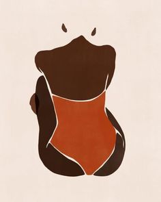 an image of a woman's torso in brown and orange