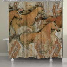 [shower curtains] Horse Shower Curtain, Horse Galloping, Running Horses, Shower Liner, Wild Horse, Horse Designs, Western Decor, Design Concept, My New Room