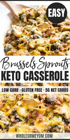 broccoli sprouts keto casserole recipe with text overlay