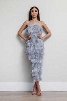 Catherine Regehr, Feather Gown, Rare Fashion, Add Sleeves, Silk Crepe, Powder Blue, Fashion Designers, Strapless Dress Formal, The Row