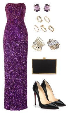 Purple And Black Outfits Classy, Evening Dress Black, Purple Evening Dress, Black Leather Pumps, Elegante Casual, Evening Outfits, Fashion Hacks Clothes, Alexis Bittar