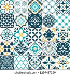 a collection of colorful tile designs