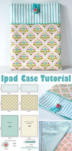 Ipad Case Sewing Tutorial Tablet Carrying Case Sewing Patterns, Quilted Ipad Cover Free Pattern, Quilted Ipad Case Pattern, How To Sew A Laptop Sleeve, Ipad Sleeve Sewing Pattern, Fabric Book Sleeve Pattern, Diy Book Pouch, Sewing Ipad Case, Kindle Pouch Sewing Pattern