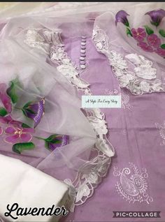 Item Overview ATHARVA Hand Paint Salwar Kameez/Embroidery Cotton Shirt/Lilac/Hand Paint Dupatta Organza/Lace Trim/Custom Stitch Unstitch/Gift/Plazzo 🌷Dno. HP703 🌷Fabric: * Shirt Cotton 2.5 Mts: Hand Embroidery Neck * Dupatta: Organza 2.5 Mtrs Hand Painted * Bottom 2.5 Mts. - Cotton Salwar in White 🌷Excusive Hand Embroidered Party Wear Punjabi Suit. 🌷Customization: * Fabrics Customization: Designs Can be made in different Fabrics. *Color Customization: Designs Can be made in different Colors Purple Semi-stitched Sets With Chikankari Embroidery, Purple Semi-stitched Lawn Suit With Dabka Work, Traditional Semi-stitched Purple Lawn Suit, Semi-stitched Traditional Purple Lawn Suit, Semi-stitched Purple Lawn Suit In Traditional Style, Embroidered Purple Sets For Eid, Elegant Lavender Dupatta With Intricate Embroidery, Traditional Lavender Floral Embroidered Dupatta, Elegant Lavender Embroidered Dupatta