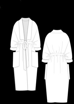 the front and back view of an unlined robe